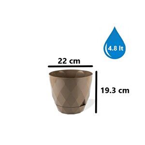 Krs-454 Yakamoz Tabaklı Plastik Saksı Takımı 4.8 Litre No 4 Kahverengi