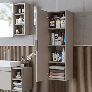 Likya Banyo Dolabı Mat Mdflam 114 Cm Banyo Boy Dolabı Kumtaşi Kumtaşı