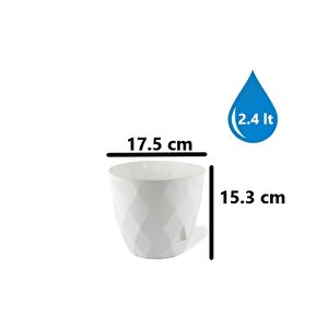 Krs-453 Yakamoz Tabaklı Plastik Saksı Takımı 2.4 Litre No 3 Beyaz
