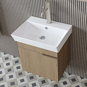 Likya Mdflam Tek Kapaklı Lavabolu 49 Cm Banyo Dolabı + Üst Dolabı, Mini Lavabolu Banyo Dolabı Takımı  Klimt