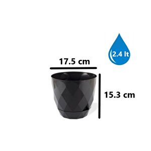 Krs-453 Yakamoz Tabaklı Plastik Saksı Takımı 2.4 Litre No 3 Antrasit