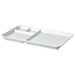 2 Adet Bölmeli Kahvaltı Tabak Meridyendukkan Beyaz Renk 31x19 Cm Feldispat Porselen Sunum-servis Tabağı