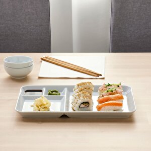 2 Adet Bölmeli Kahvaltı Tabak Meridyendukkan Beyaz Renk 31x19 Cm Feldispat Porselen Sunum-servis Tabağı