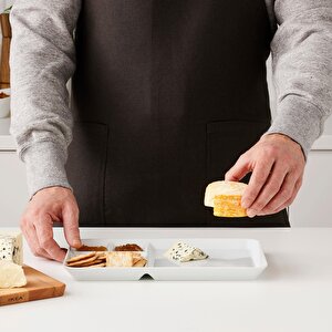 2 Adet Bölmeli Kahvaltı Tabak Meridyendukkan Beyaz Renk 31x19 Cm Feldispat Porselen Sunum-servis Tabağı