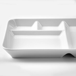 2 Adet Bölmeli Kahvaltı Tabak Meridyendukkan Beyaz Renk 31x19 Cm Feldispat Porselen Sunum-servis Tabağı
