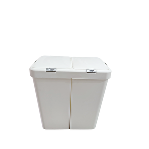 Gümüş Ikili Dokunmatik Çamaşır Sepeti Çöp Kovası Temizlik Kovası Kirli Sepet 80 Litre-mt009