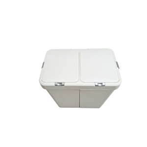 Gümüş Ikili Dokunmatik Çamaşır Sepeti Çöp Kovası Temizlik Kovası Kirli Sepet 80 Litre-mt009