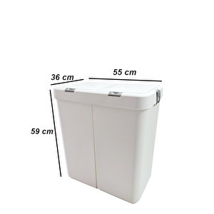 Gümüş Ikili Dokunmatik Çamaşır Sepeti Çöp Kovası Temizlik Kovası Kirli Sepet 80 Litre-mt009