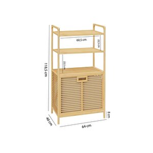 Digithome Bambu Xl Kirli Sepetli 3 Raflı Çok Amaçlı Banyo Düzenleyici Çamaşır Sepeti Organizer Db-0011