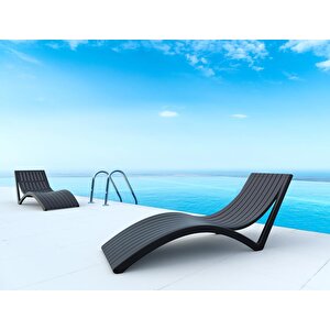 Omnipazar Trk-087 Siesta Minderli Yastıklı Lüks Ergonomik Slim Şezlong Siyah 2'li Set