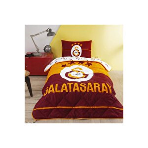 Lisanslı  Galatasaray Logo  Tek Kişilik Yastık Hediyeli Yorgan Set