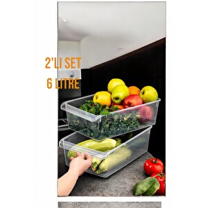 2'li 6 Litre Dolap İçi Ve Buzdolabı İçi Düzenleyici Banyo Mutfak Organizeri 20x32x7 Cm