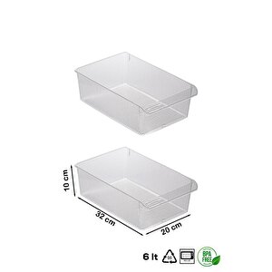 2'li 6 Litre Dolap İçi Ve Buzdolabı İçi Düzenleyici Banyo Mutfak Organizeri 20x32x7 Cm