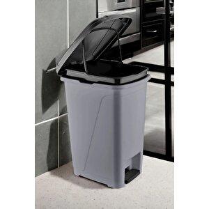 25 Litre Iç Kovalı Slim Pedallı Çöp Kovası Gri