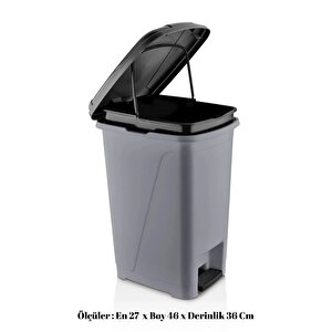 25 Litre Iç Kovalı Slim Pedallı Çöp Kovası Gri
