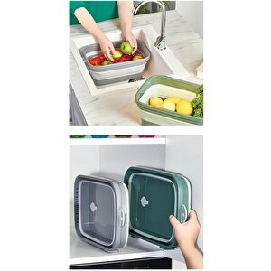 Katlanır Badya Leğen Akordiyon Katlanabilir Badya 7 Litre Gri- Beyaz