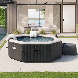 6-person Onyx Black Octagon Combo Spa Set