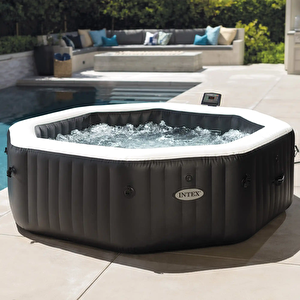 6-person Onyx Black Octagon Combo Spa Set