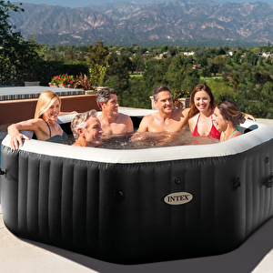 6-person Onyx Black Octagon Combo Spa Set