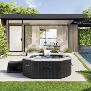 4-person Onyx Black Octagon Combo Spa Set
