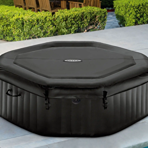 4-person Onyx Black Octagon Combo Spa Set