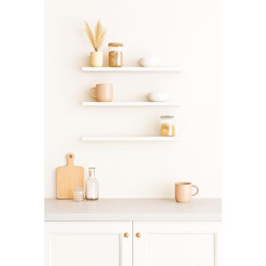 40 Cm 3lü Mat Beyaz Mdf Uçan Duvar Rafı Gizli Bağlantı Kitaplık