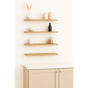 40 Cm 4lü Safir Meşe Mdf Uçan Duvar Rafı Gizli Bağlantı Kitaplık