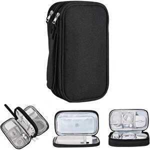 Microcase Taşınabilir Su Geçirmez Çift Katman Ve Fermuarlı 8 Bölmeli Hdd Harddisk Çantası Al4210