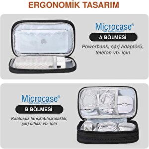 Microcase Taşınabilir Su Geçirmez Çift Katman Ve Fermuarlı 8 Bölmeli Hdd Harddisk Çantası Al4210