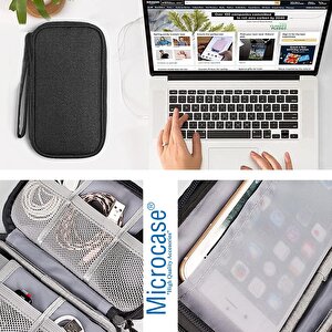 Microcase Taşınabilir Su Geçirmez Çift Katman Ve Fermuarlı 8 Bölmeli Hdd Harddisk Çantası Al4210