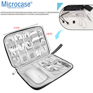 Microcase 10 Gözlü Seyahat Kablo Ve Aksesuar Düzenleyici Organizer Çanta - Al5101