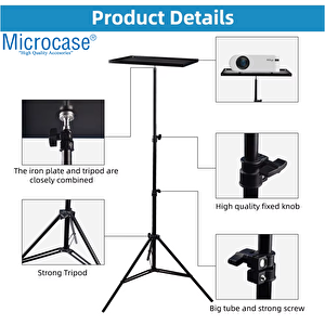 Microcase Sunum Projeksiyon Cihazı Notebook Vb Için Çok Amaçlı Ayaklı Sehpa Stand Metal + 2.1 Mt Tripod - Al5098