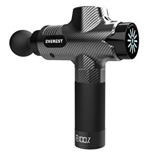 Everest Ev-mt52 Karbon Fiber/siyah 24v 2500 Mah Fırçasız Motor 3960 Rpm Hız 10 Başlıklı Kablosuz Sporcu Masaj Tabancası