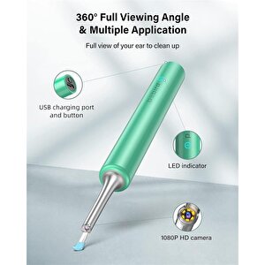 Bebird T5 3mp Kamera 3.5mm Lens Şarjli Wifi Görüntülü Kulak Temi̇zleyi̇ci̇ Yeşi̇l Renk