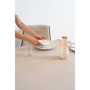 Florita Cappuccino Punch İşlemeli Dertsiz Leke Tutmaz Masa Örtüsü 160x220 Cm
