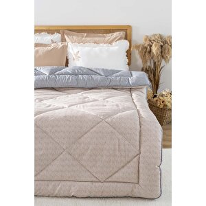 Bej-gri Modie Çift Kişilik Çift Taraflı Lüx Yorgan 195x215 Cm