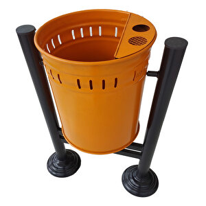 Metal Çöp Kovası, H Ayaklı, Siyah-turuncu Sç 30 Sth