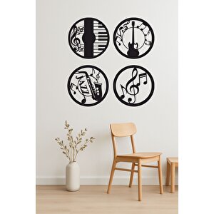 Jazz Gitar Nota Müzik Odası Duvar Dekoru 80x80 cm