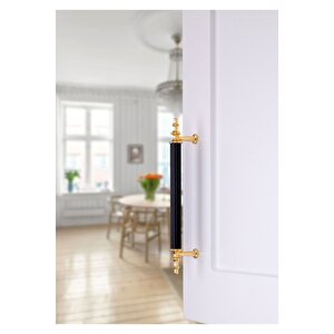 Tuana Rustik Alüminyum Metal Lüks Modern Mobilya Çekmece Mutfak Dolabı Kulpu Siyah-altın 128 mm
