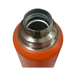 1 Litre Çift Katlı Çelik Termos-24 Saat Sıcak, 48 Saat Soğuk,(kamp, Piknik, Ofis, Seyahat), Turuncu Turuncu