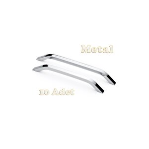 İdil Alüminyum Metal Lüks Modern Mobilya Çekmece Mutfak Dolabı Kulpu Krom (10 Adet) 224 mm