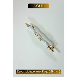 Polimer Zeytindalı Kulp Lüks Modern Mobilya Çekmece Vestiyer Mutfak Dolabı Kulpu 128mm 128 mm