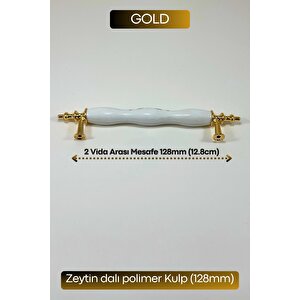 Polimer Zeytindalı Kulp Lüks Modern Mobilya Çekmece Vestiyer Mutfak Dolabı Kulpu 128mm