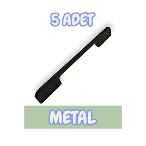 Tiran Alüminyum Metal Lüks Modern Mobilya Çekmece Mutfak Dolabı Kulpu Siyah 160mm (5 Adet) 160 mm