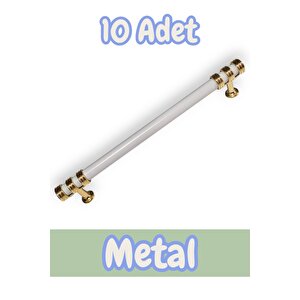 Nesli Alüminyum Metal Lüks Modern Mobilya Çekmece Mutfak Dolabı Kulpu Beyaz-altın (10 Adet) 224 mm