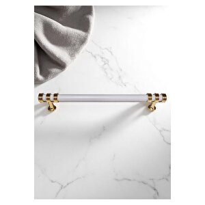 Nesli Alüminyum Metal Lüks Modern Mobilya Çekmece Mutfak Dolabı Kulpu Beyaz-altın (10 Adet) 224 mm