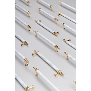 Tuana Rustik Alüminyum Metal Lüks Modern Mobilya Çekmece Mutfak Dolabı Kulpu Beyaz-altın 128 mm