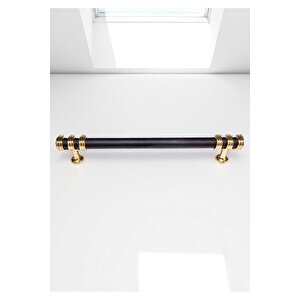 Nesli Alüminyum Metal Lüks Modern Mobilya Çekmece Mutfak Dolabı Kulpu Siyah-altın 128 mm