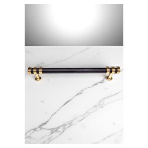 Nesli Alüminyum Metal Lüks Modern Mobilya Çekmece Mutfak Dolabı Kulpu Siyah-altın 128 mm
