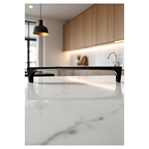 Saray Ağır Alüminyum Metal Lüks Modern Mobilya Çekmece Mutfak Dolabı Kulpu Siyah 160mm (10 Adet) 160 mm